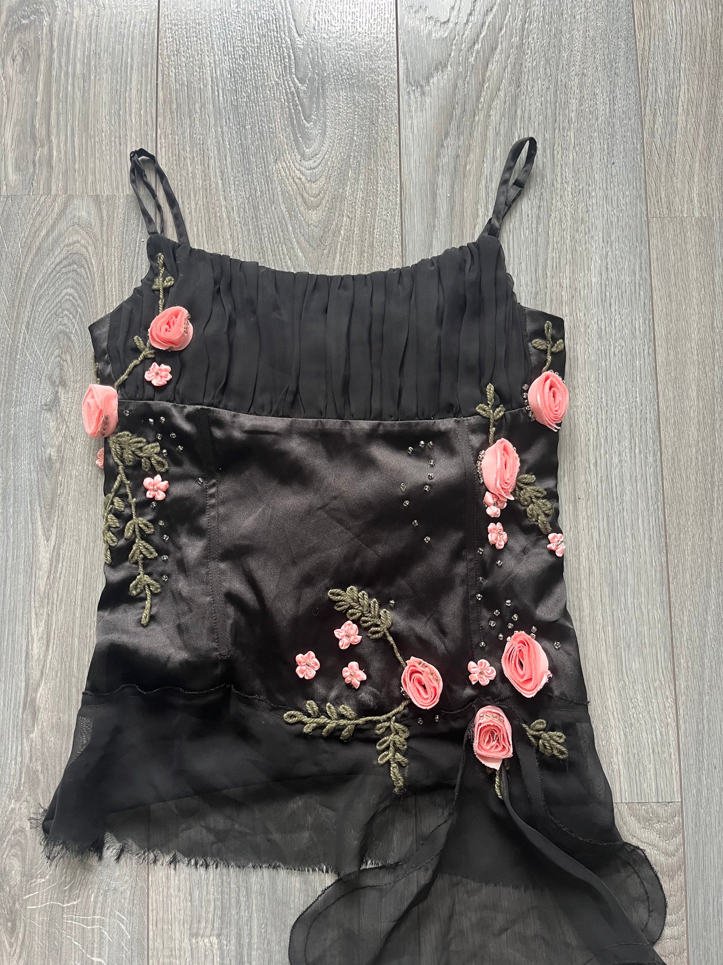 Rosebud beaded black top