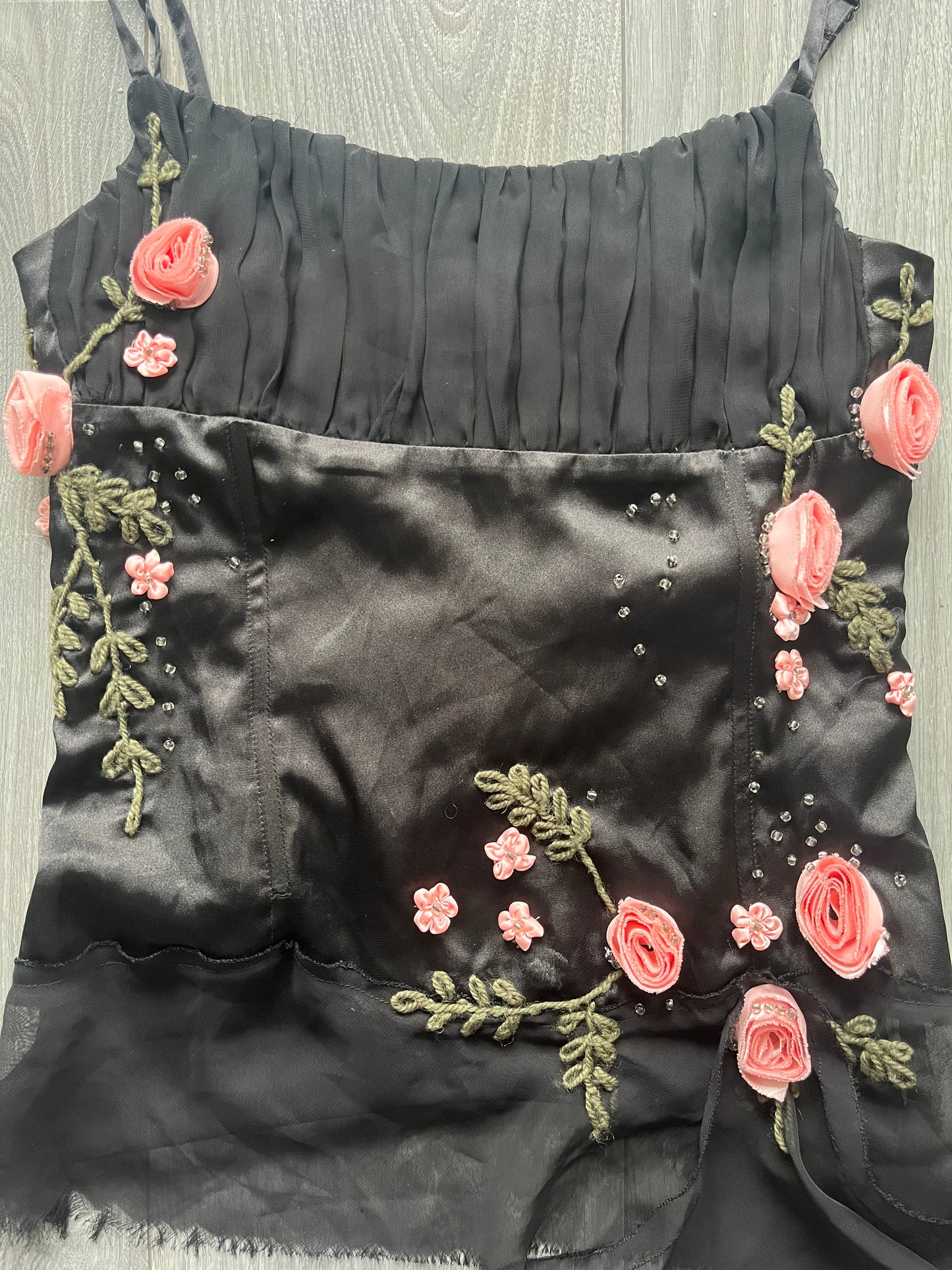 Rosebud beaded black top