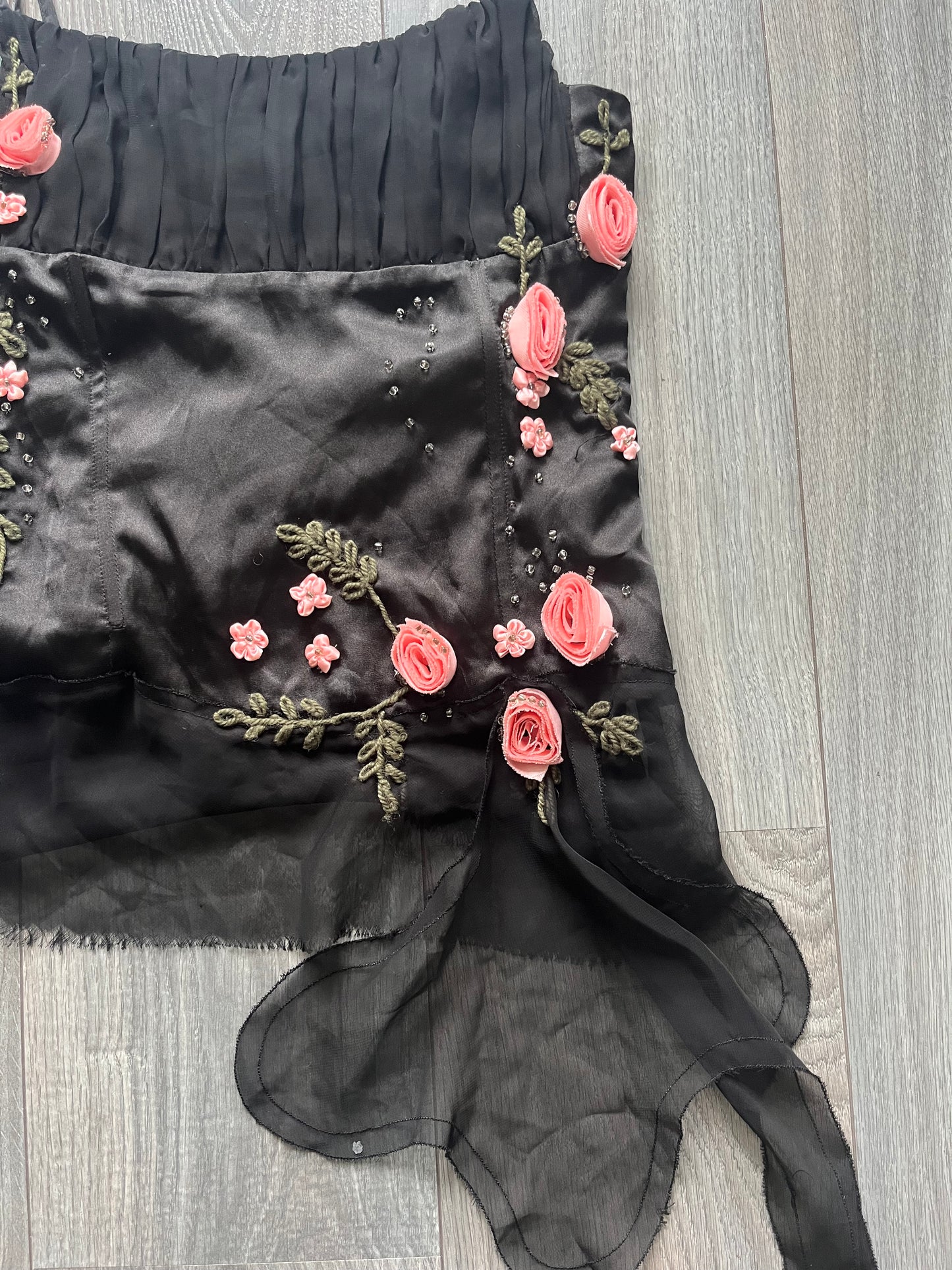 Rosebud beaded black top