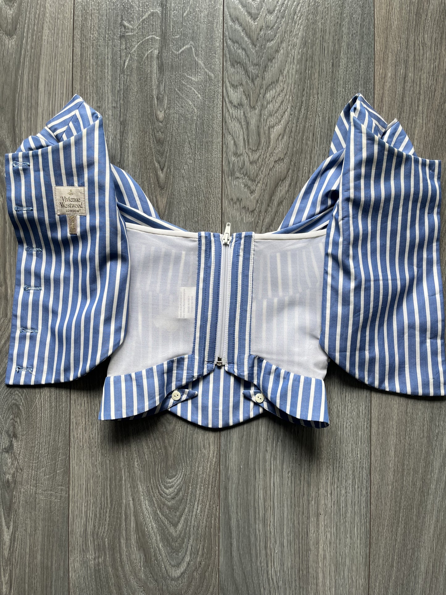 Vivienne Westwood Gold Label spring summer 1998 blue and white stripped corset