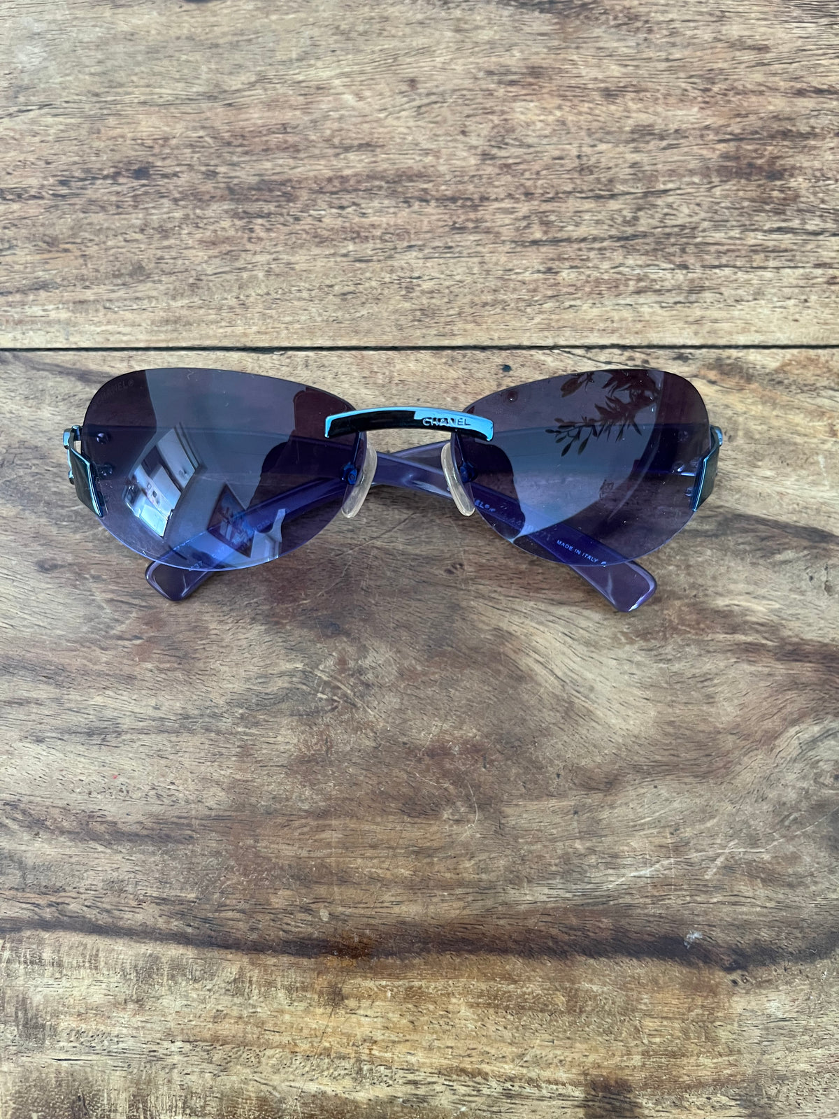 CHANEL Blue Round Sunglasses ?️ Chanel frameless round sunglasses blue – Material Goods main image 3
