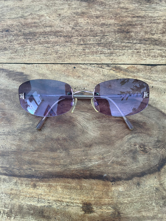 Chanel round frameless sunglasses purple