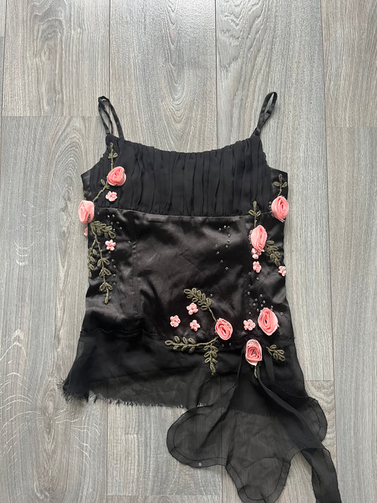 Rosebud beaded black top