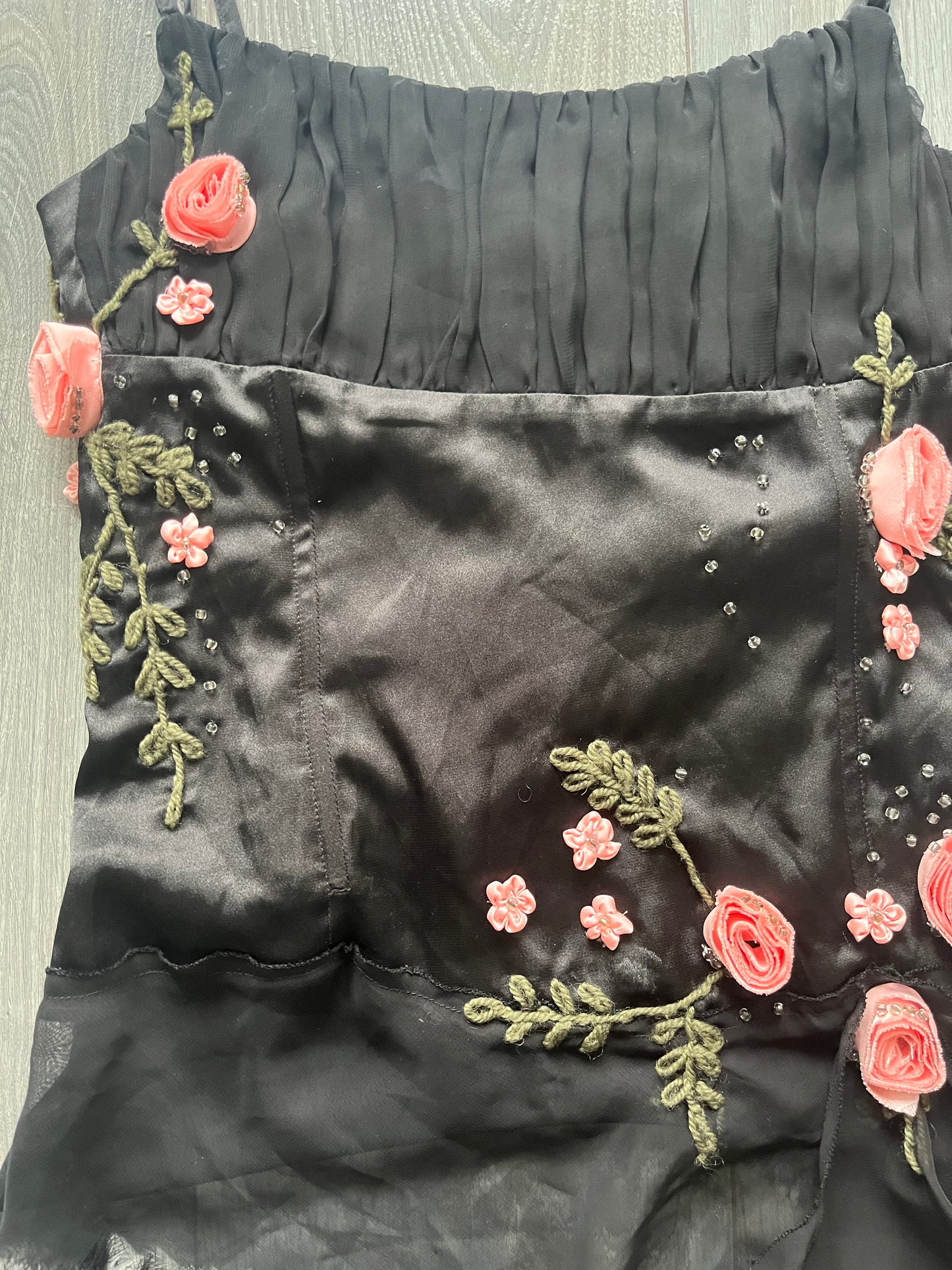 Rosebud beaded black top