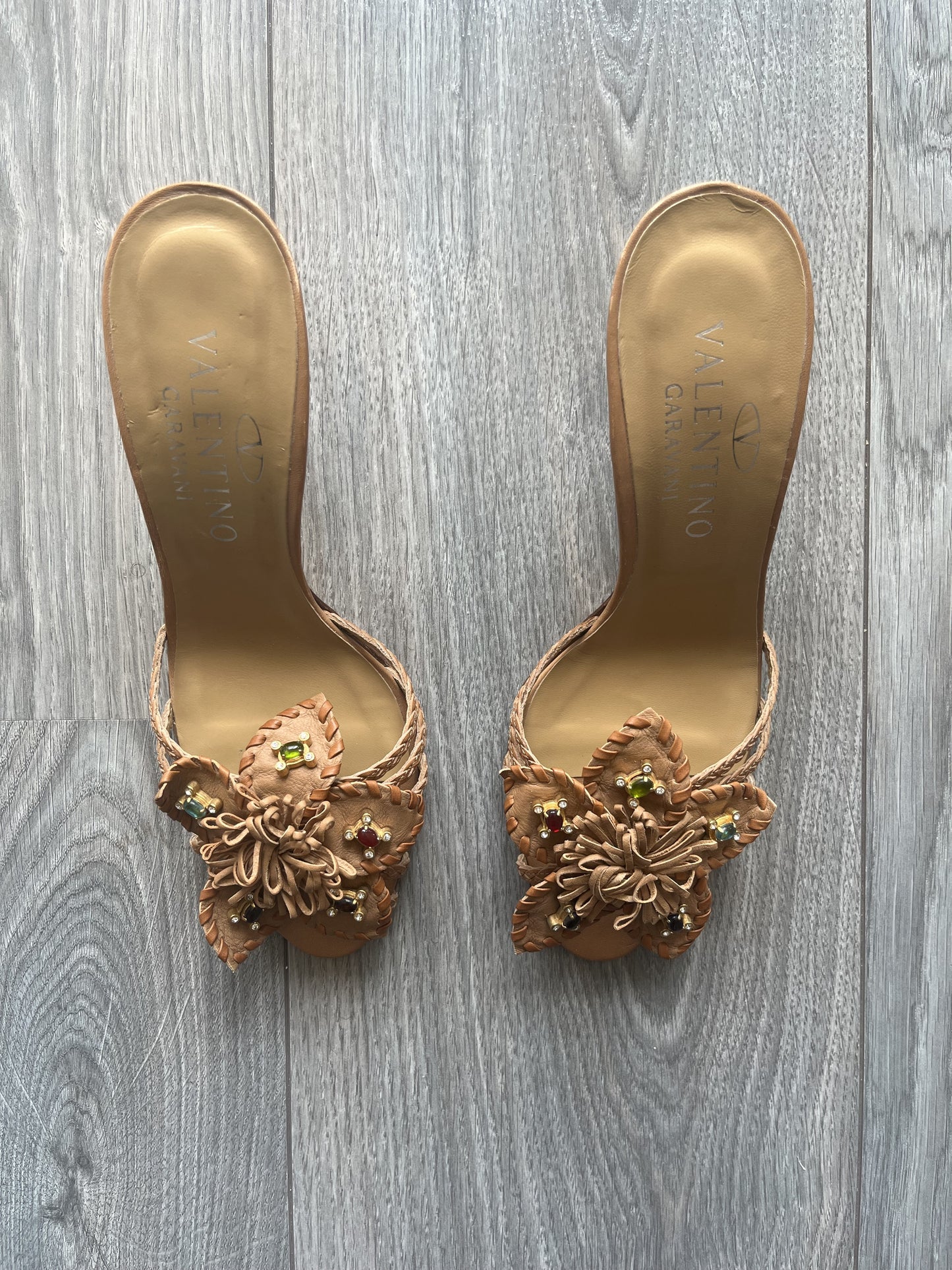 Valentino floral gemstones kitten heels 37 EU/6 US