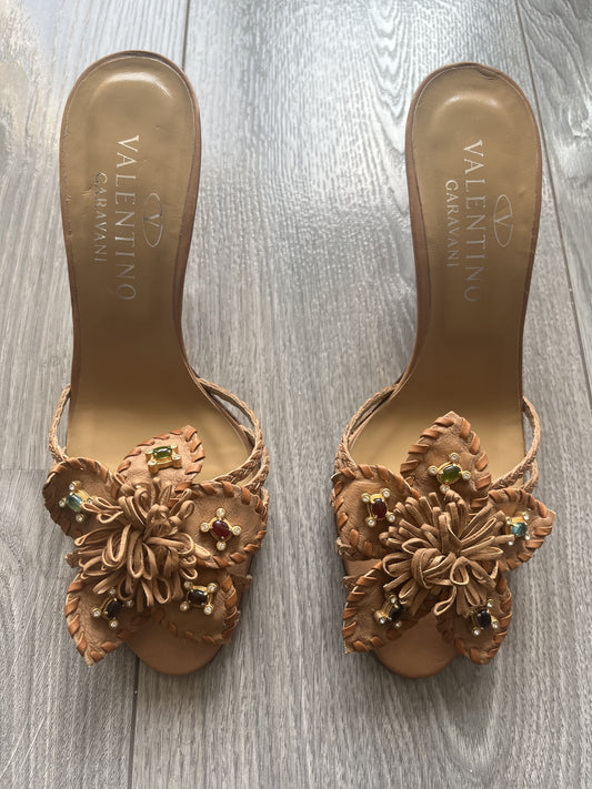 Valentino floral gemstones kitten heels 37 EU/6 US