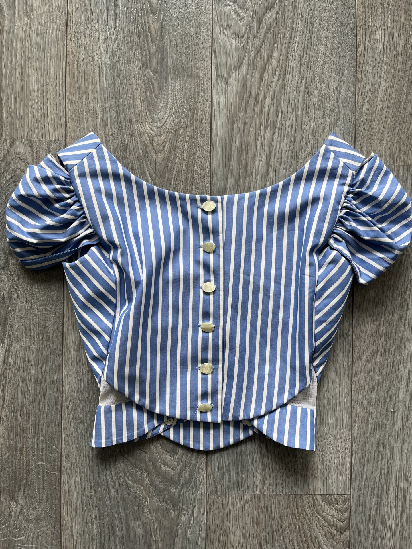 Vivienne Westwood Gold Label spring summer 1998 blue and white stripped corset
